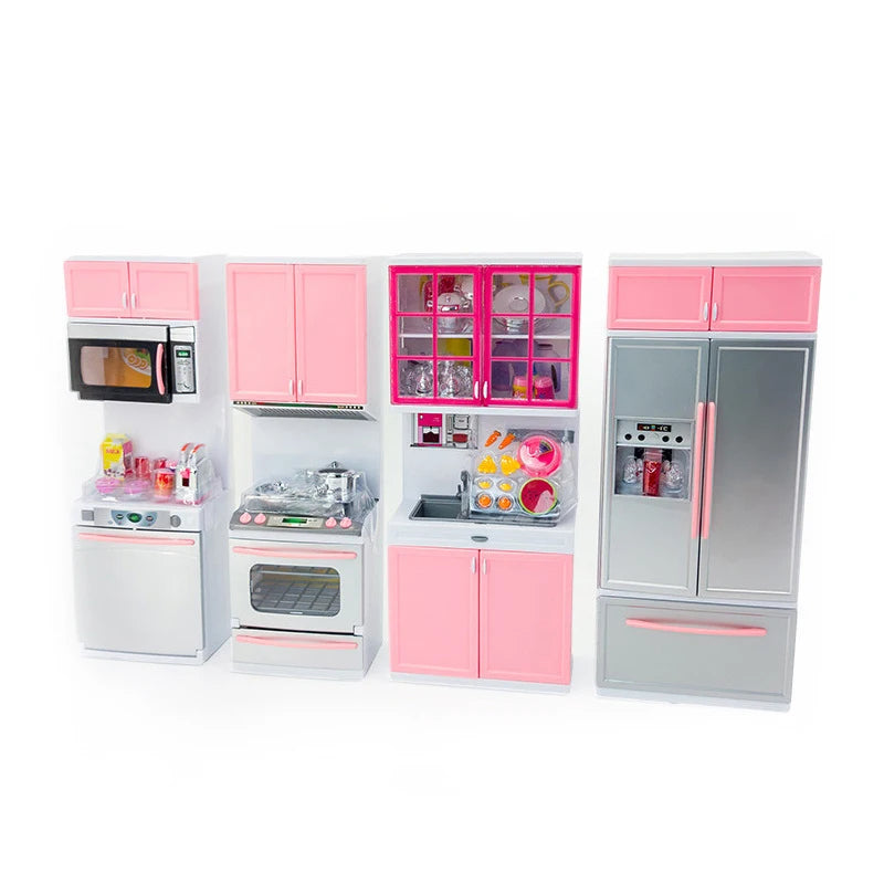 Children's Kitchen Toy Set Simulation Mini Kitchenware Refrigerator Model Girls Play House Toy Gift Box