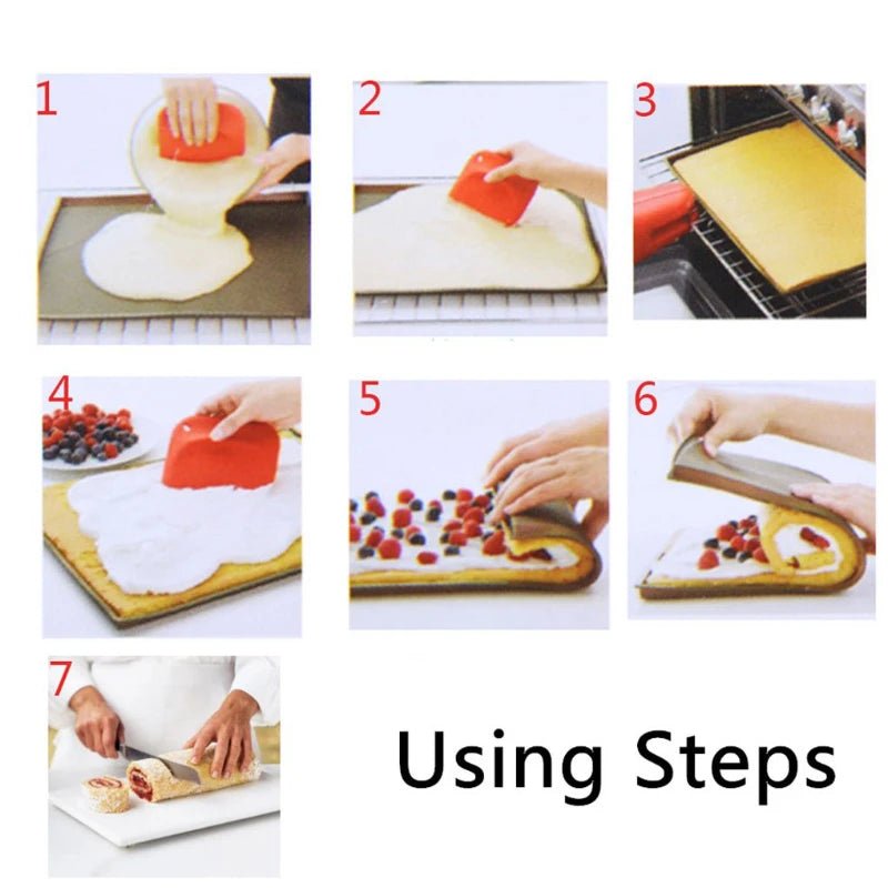Non-stick Silicone Baking Mat Pad Swiss Cake Roll Pad Cake Tray Pan Mat Baking Pastry Tool Oven Mat Bakeware Kitchen Accessories