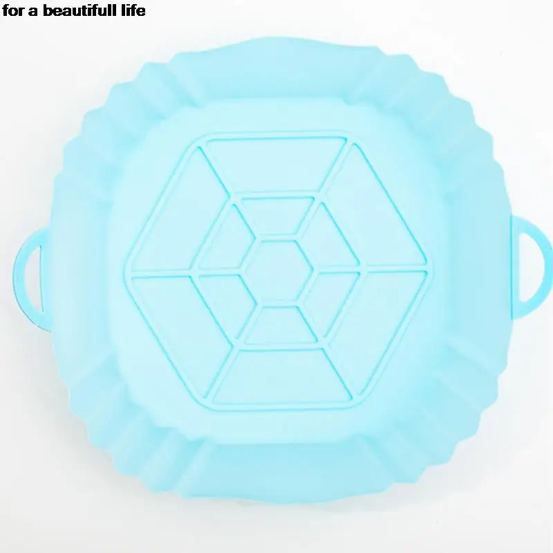 1PC Reusable Silicone Air Fryer Basket Oven Mold Baking Tray Pizza Fried Chicken Basket Round Square Pan Liner Accessories