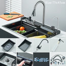 Kitchen Sink Faucet Large Integrate Digital Display Multi-Function Buttons Waterfall Soap Dispenser Cup Washer Kitchen Sink