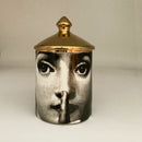 Gold Handmade Ceramic Empty Candle Holder Incense Candles Jar Lady Face Red Lip Cup Living Room Ornaments Home Decoration Box Cr