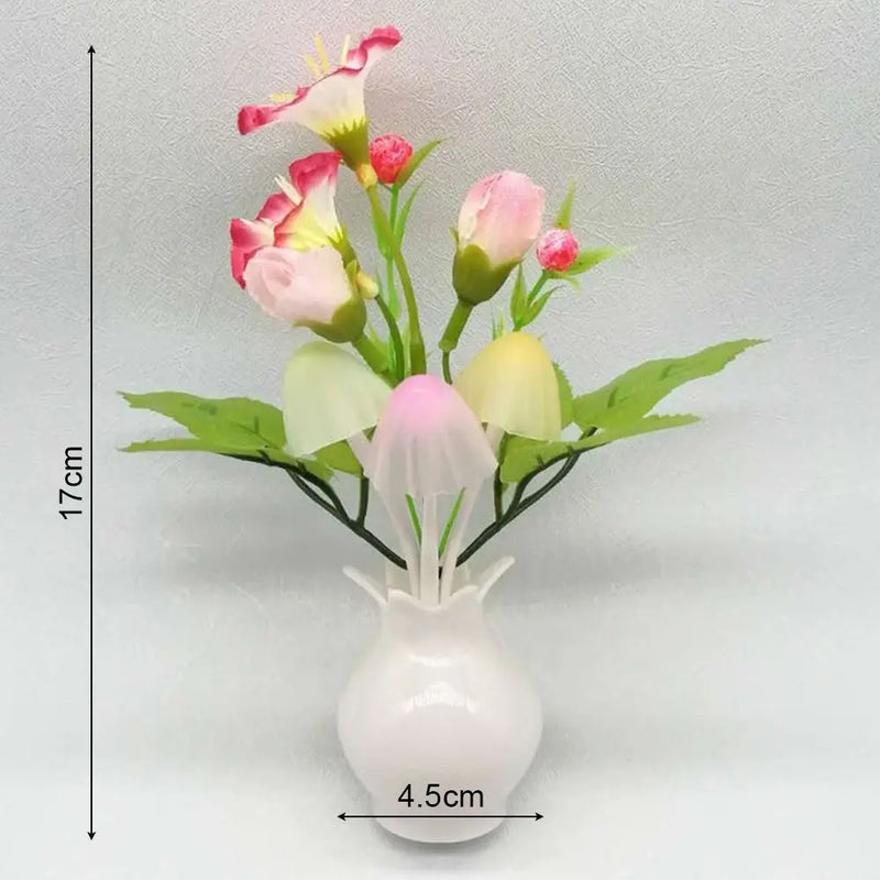 LED Mushroom Lamp LED Night Lamp Novel 7-color Night Lamp 220VUS Plug Sensing Dream High Grade Pomegranate Vase Flowers