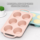 Silicone Muffin Pan, Metal Reinforced Frame Cupcake Pan, Easy to Handle 6 Cup Small Baking Mold Non-stick