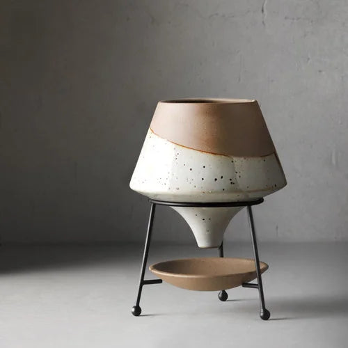 European Ceramic Flower Pot Decoration Metal Stand Abstract Irregular Vase Succulent Plant Flower Pot Modern Home Decoration New