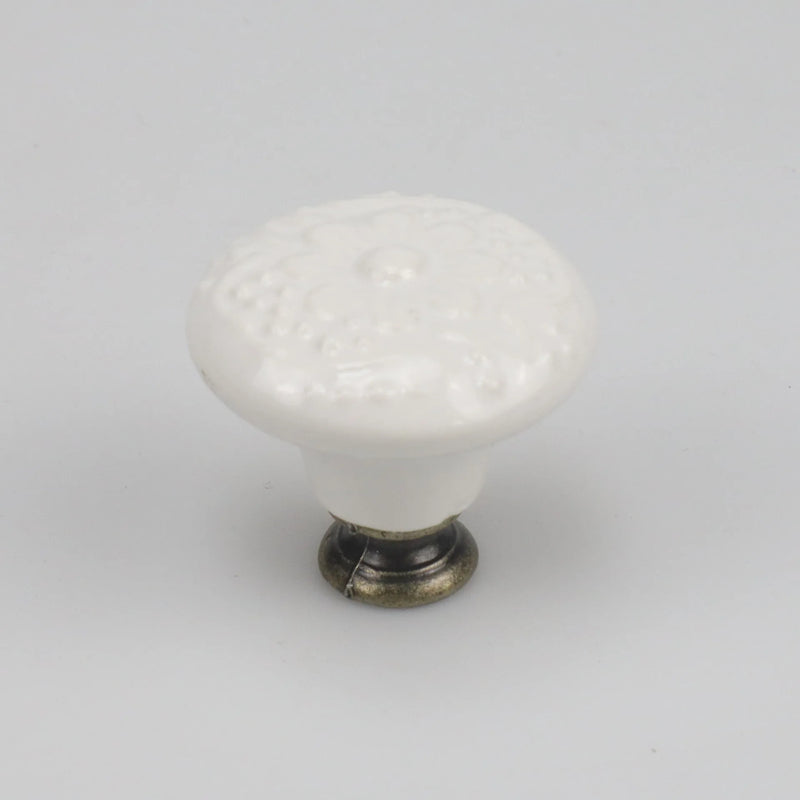 Colorful Floral Ceramic Handle Cabinet Door Solid Wood Furniture Wardrobe Handle Single-hole Drawer Hardware