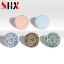 Colorful Floral Ceramic Handle Cabinet Door Solid Wood Furniture Wardrobe Handle Single-hole Drawer Hardware