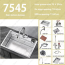 304 Stainless Steel Multifunctional Kitchen Sink Large Capacity Single Bowl Vegetable Workstation Wash/Cut/Drain in One Full Set
