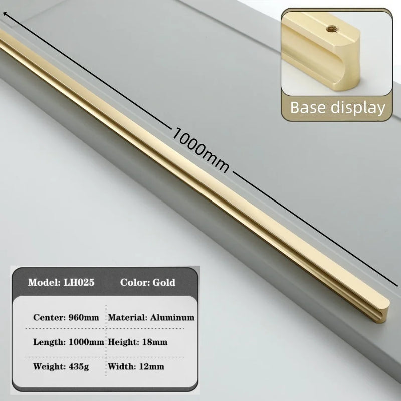 500mm 800mm 1000mm Closet Kitchen Cabinet Pull Long Handles for Wardrobe and Cupboard Drawer Knobs Furniture Handles Pulls