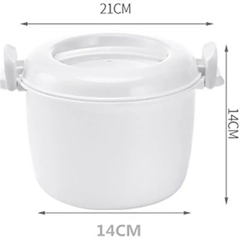 Microwave Rice Cooker with Handle, BPA Free, Easy-To-Use Steamer Container Rice Cooker Cup Cookware, White, 14 / 15.5cm Diameter