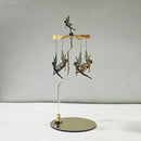 Stainless Steel Gold Round Disc Candlestick Christmas Gift Aromatherapy Running Horse Light Romantic Rotating Candle Holder