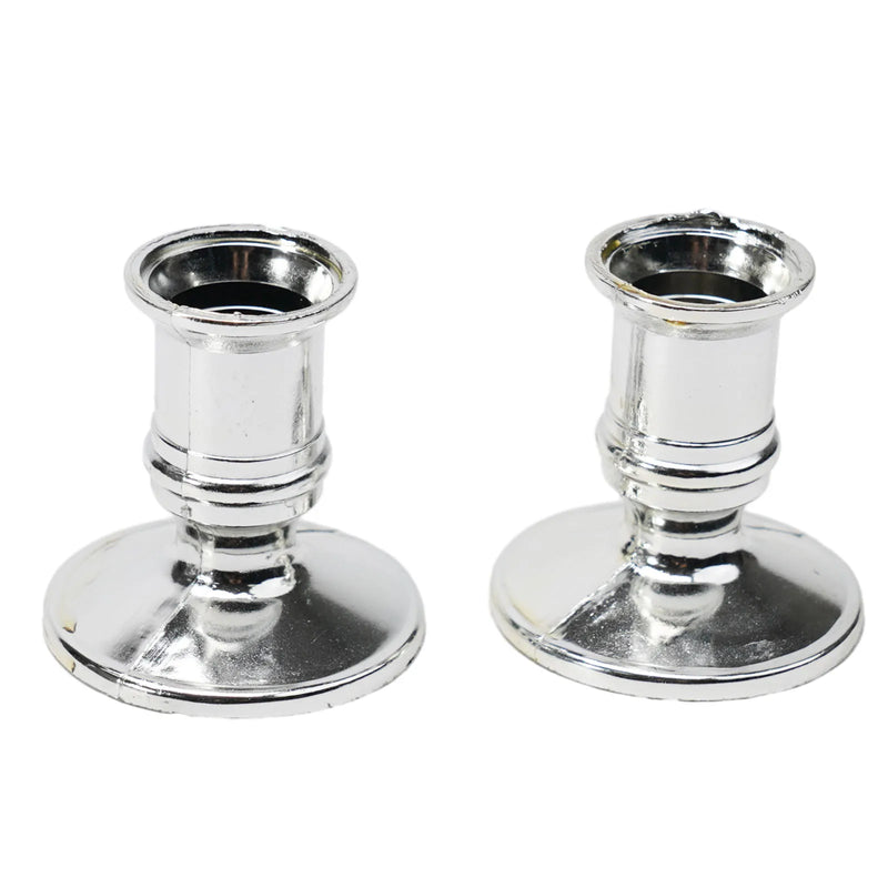 2pcs Taper Candle Holders Candlestick Silver Gold Rod Wax Base Fits Wedding Banquet Art Deco Candle Holder Home Decor