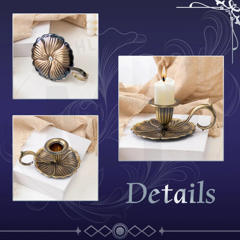 Nordic Candle Holder European Style Candlestick Antique Candlestick Vintage Hand Held Candelabrum Zinc Alloy Retro Pricket