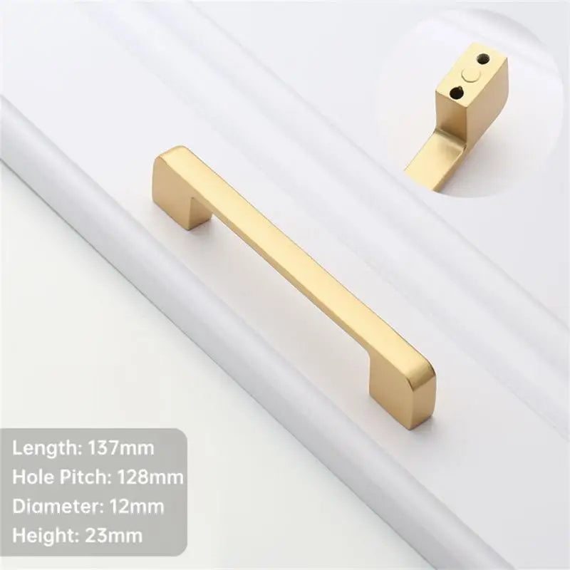 Aluminum Gold Furniture Handle Solid Cabinet Pulls Drawer Knobs Kitchen Door Cupboard Handle Pulls Modern Furniture Hardware