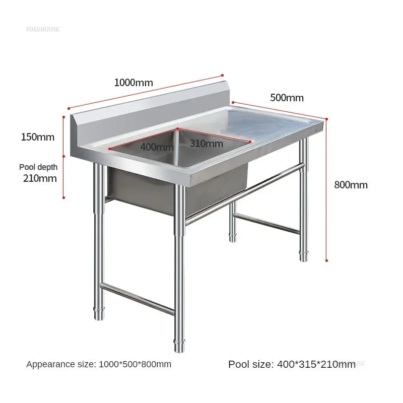 Stainless Steel Kitchen Sinks Washing Sink with Bracket Multifunctional Sinks for Restaurant Commercial Floor Dishwashing Sinks