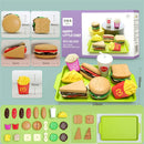 Children Hamburger Pretend Play Cooking Toys Set Mini Simulation Food Kitchen Toys For Girls Sandwich Fries Burger Assembly Game