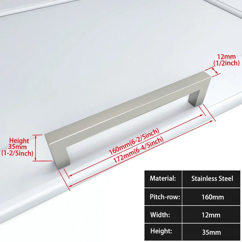 Square Furniture Hardware Black Cabinet Handle Stainless Steel Kitchen Door Knobs Cupboard Wardrobe Drawer Pulls