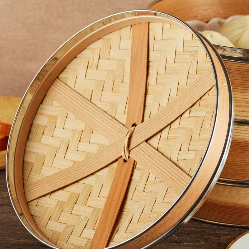 stainless steel Bamboo wooden bun Steamer Kitchen Cookware Fish Rice Dim Sum Basket Rice Pasta Cooker food Steamed stuffed