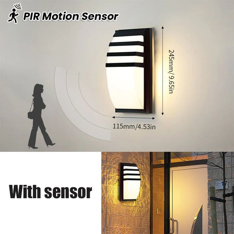 Led Outdoor Wall Light Waterproof IP66 Motion Sensor Led Outdoor Lighting Porch Lights Balcony Garden Lights Outdoor Wall Lamp