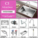 Stainless Steel Kitchen Sink Farmhouse Above Counter Undermounter Single Bowel Wash Basin With Gourmet Faucet Drain Accessories