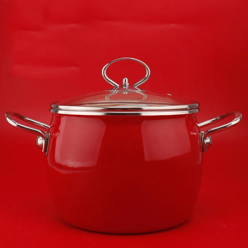 18CM Caliber Porcelain Enameled Soup Pot 3.2L Enameled Saucepan For Gas Induction Stewpan Multifunction Cooking Pot Kitchenware