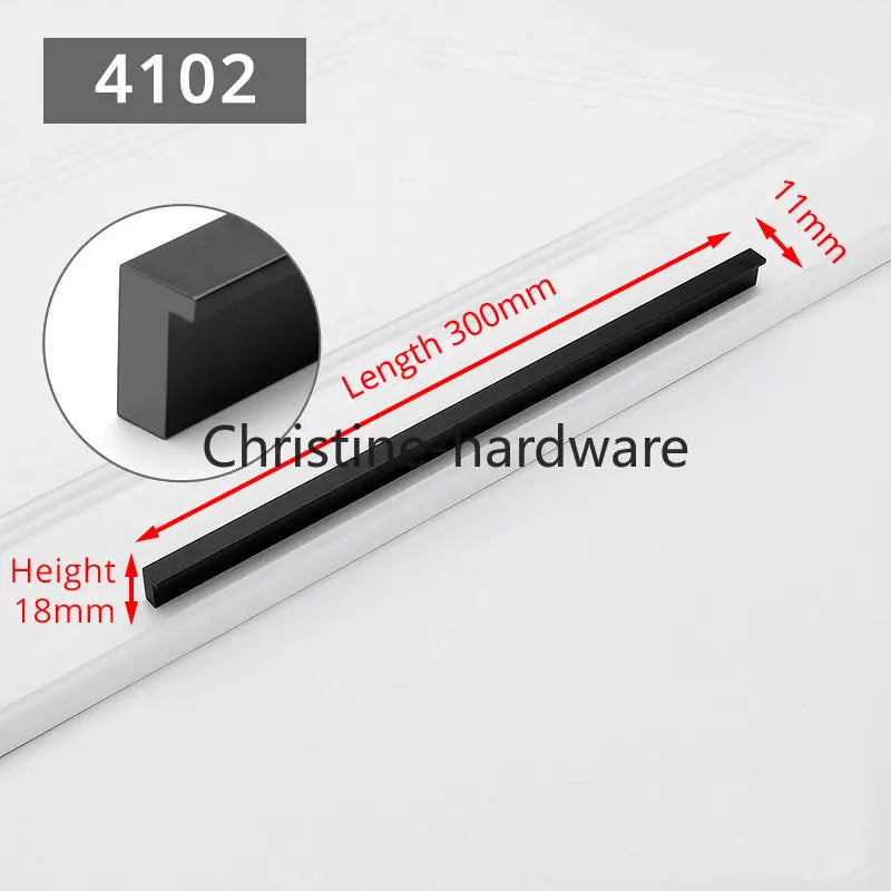 Fashion Black Hidden Cabinet Handles Aluminum Alloy Kitchen Handles Cupboard Pulls Drawer Knobs Furniture Room Door Hardware