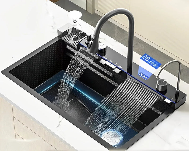 Manufacturer's lowest price, stainless steel kitchen sink, single sink kitchen sink, Feiyu Waterfall faucet