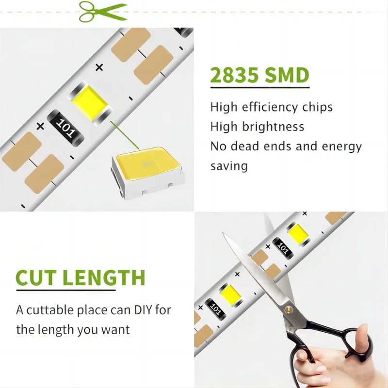 DC5V USB LED Flexible Strip Light 1-5m White Warm Color SMD2835 Interface TV Computer Backlight Living Room DIY Lamp