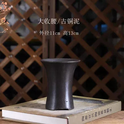 Ceramic Silver Waist Shape Bonsai Pot, Purple-sand Nature Color, Traditional Chinese Room, Garden, Home Table Decoration