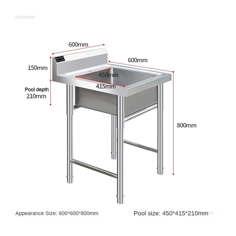 Stainless Steel Kitchen Sinks Washing Sink with Bracket Multifunctional Sinks for Restaurant Commercial Floor Dishwashing Sinks