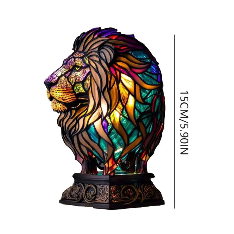 Animal Table Lamp Series Lion Dolphin Wolf Stained Glass Bedside Light Owl Horse Rooster Elephant for Living Room Bedroom Office