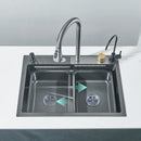 Dark Grey Nano Kitchen Sink Above Mount Washing Basin Chopping Board 304 Stainless Steel Single Grey Kitchen Sink Kitchen Faucet