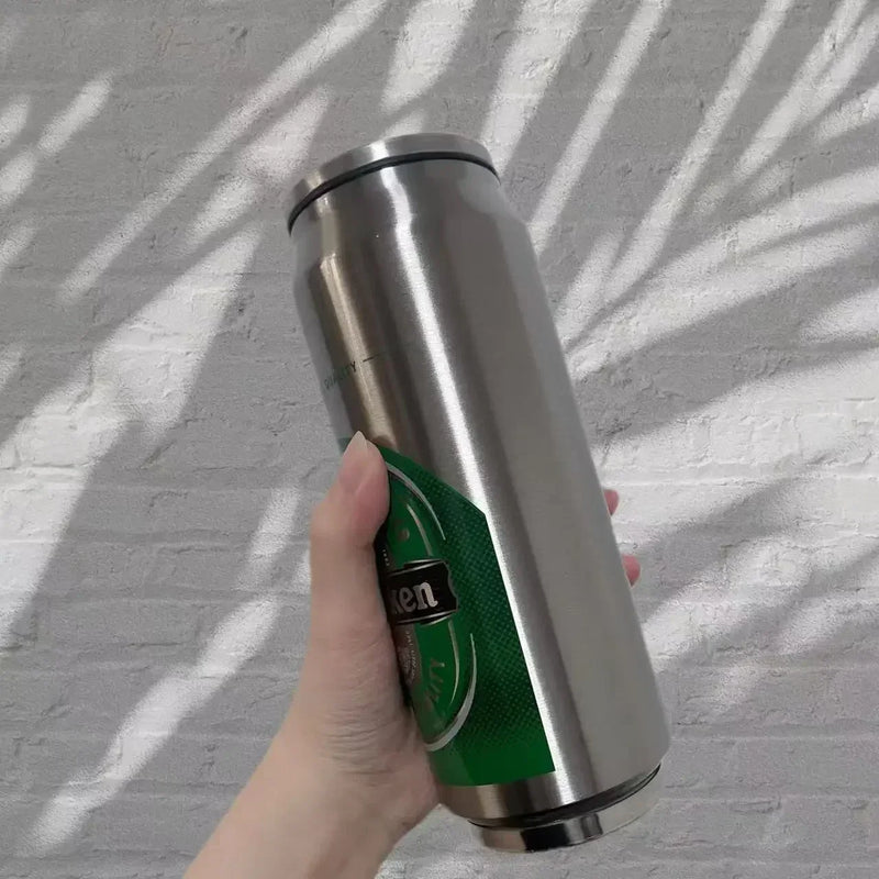 500ML Thermos with Straw Cola Can Termos Para Cafe Beer Bottle 304 Stainless Steel BEER Cold Keeper Drinkware Garrafa Térmica