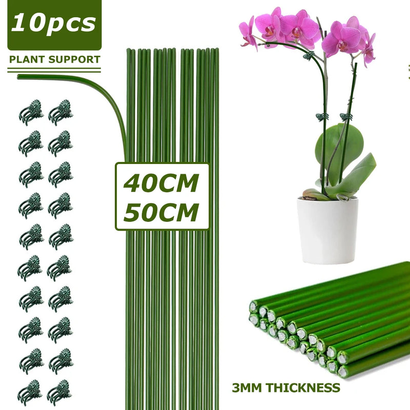 10Pcs Bendable Plant Stakes,16in/19.65in Garden  Single Stem Plant Support Stakes for Indoor Plants,Potted Plants,Flowers