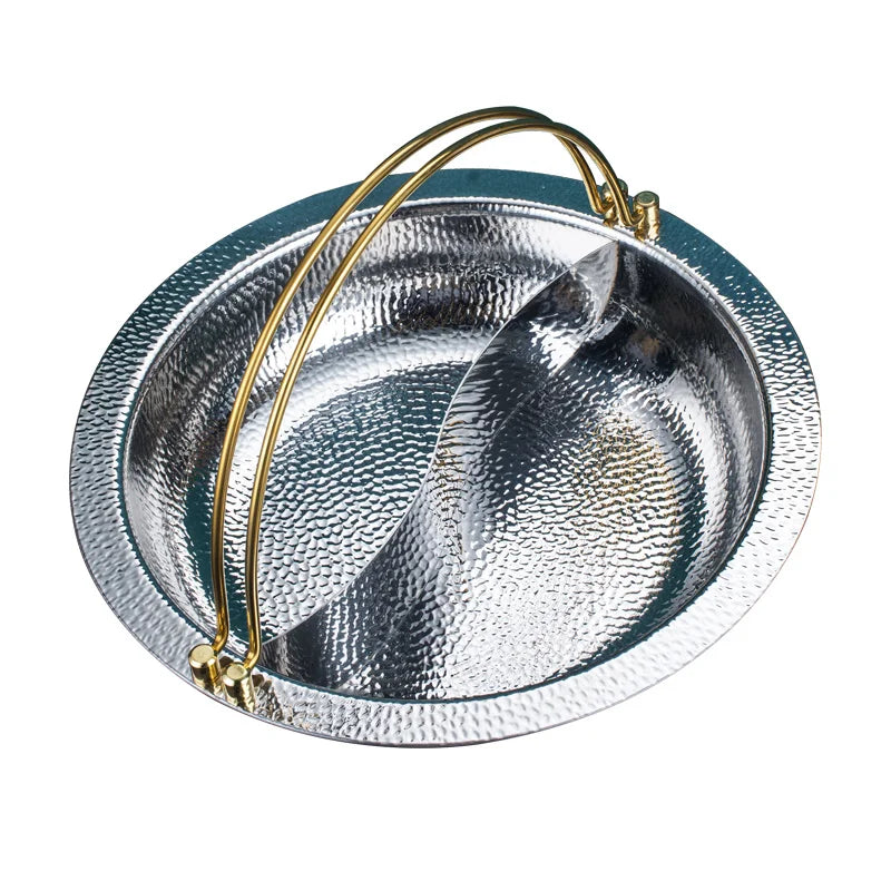 304 three-layer stainless steel Japanese sukiyaki stewpan hanging wire soup mandarin duck hammer printing hot pot chafing dish