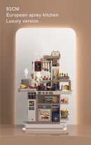 93cm Children's Kitchen Kids Toys, Kids Kitchen Cooking Set Gift Box for Girls, Luxury Version Tableware Set, 88 Accessories