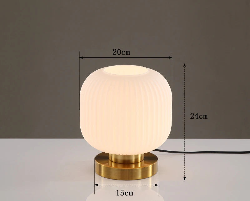 Nordic pumpkin Glass table lamps Study Bedroom Bedside decor desk lamp Modern living room White Blue Amber Smoky gray glass Lumi