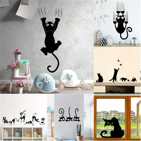 Creative Lazy Black Cat Wall Sticker Home Room Decoration Murals Wall Decals Art Wallpaper Amimals Vinyl Stickers