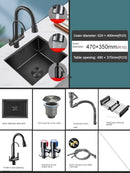 Household Black Sink for Kitchen Italian Metal Dry Handmade Kitchen Sinks Simple Small Light Luxury Kitchen Sinks for Bar