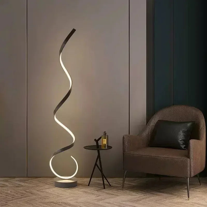 Modern LED Floor Lamp Smart Remote Control Spiral Light Bedroom Living Room Kitchen Sofa Corner Vertical Home Led Lighting Lamps