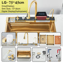 Hownifety Waterfall Sink Kitchen Stainless Steel Topmount Sink Large Single Slot Wash Basin With Multifunction Waterfall Faucet