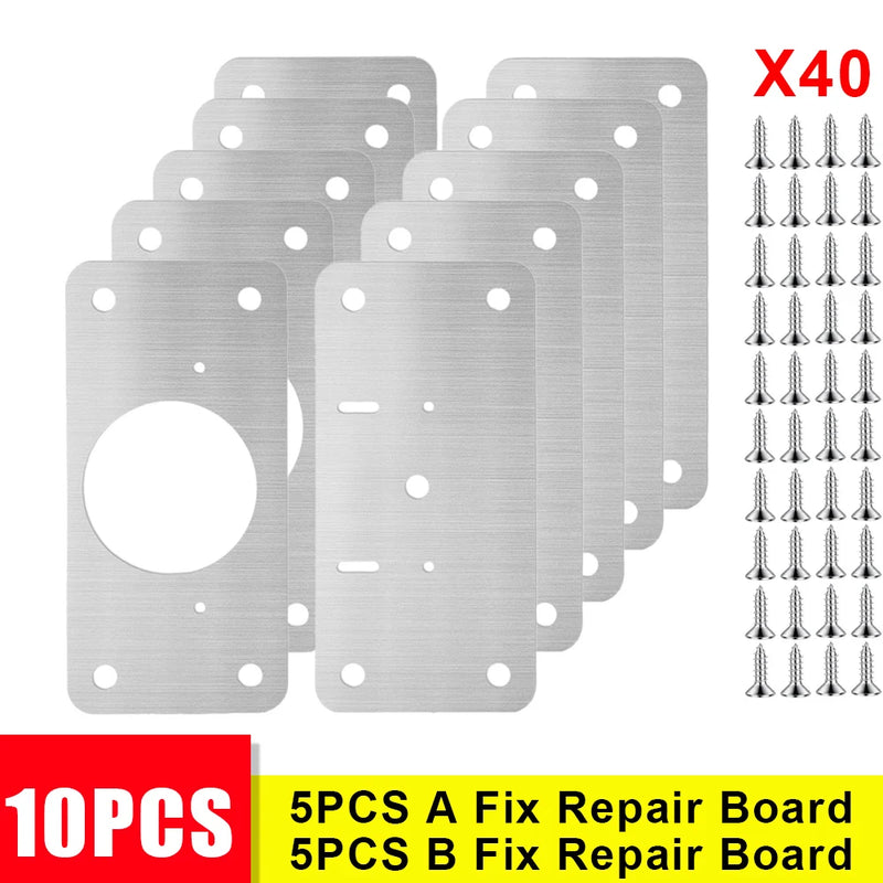 10/2Pcs Cabinet Hinge Repair Plate Kit Stainless Steel Door Hinge Mounting Plate With Holes For Home Kitchen Cupboard Furniture
