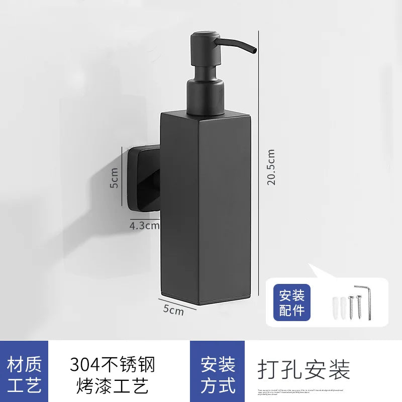 304 Brushed Stainless Steel Manual Soap Dispenser Wall Mounted Golden Black Square Round Soap Dispenser for Hotel Bathrooms
