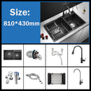 304 Stainless Steel Nano Black Kitchen Sink Vegetable Wash Basin For Home Fixture With  Faucet Drain Accessories Topmount