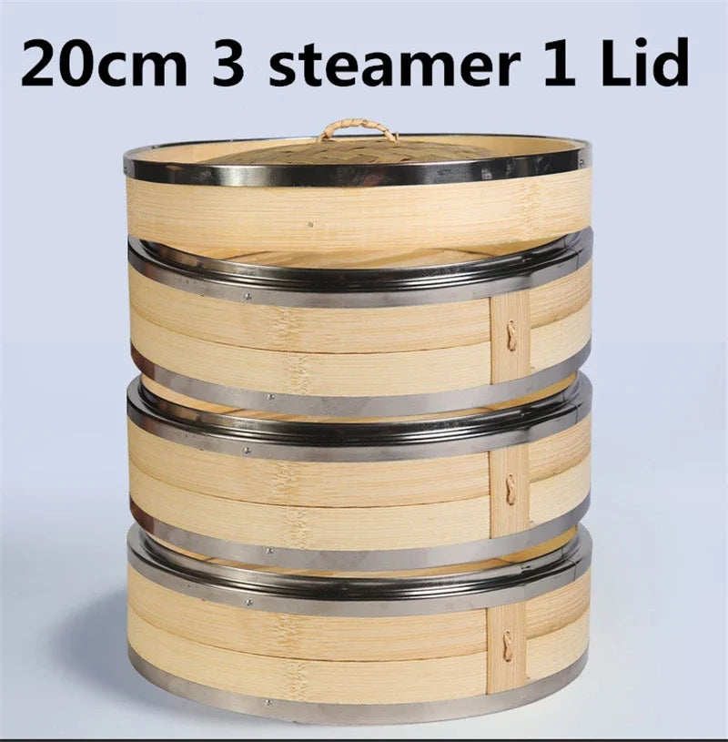 stainless steel Bamboo wooden bun Steamer Kitchen Cookware Fish Rice Dim Sum Basket Rice Pasta Cooker food Steamed stuffed