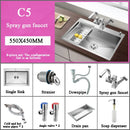 Stainless Steel Kitchen Sink Farmhouse Above Counter Undermounter Single Bowel Wash Basin With Gourmet Faucet Drain Accessories