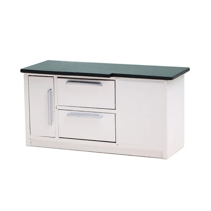 1:12 Miniature Houses Furniture Kitchen Cabinet Sink Stove Cupboard Decor