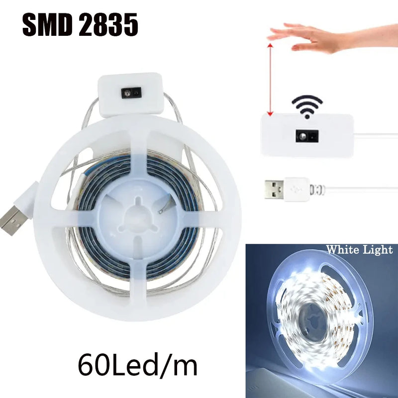 Smart Led Strip Light USB 5V Motion Sensor Hand Scan ON OFF Control Backlight Double-sided Tape for TV Kitchen Cabinet Wardrobe