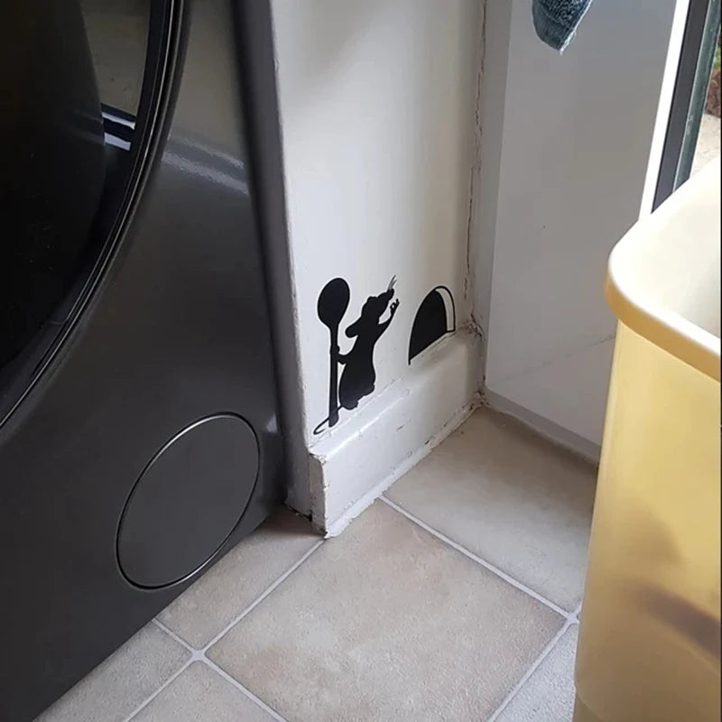 Ratatouille Rat Skirting Board Vinyl Wall Decal Sticker Home Decoration Mouse Hole  Mural Art Decals Wallpaper Removable Sticker