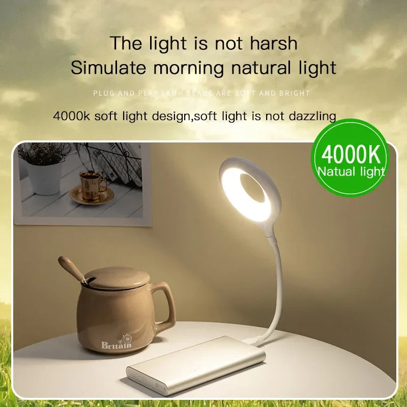 Home Bedroom USB Direct Plug Portable Lamp Dormitory Bedside Lamp Eye Protection Student Study Reading Available Night Light