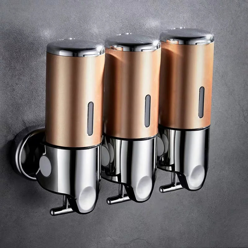 Shampoo and Soap Liquid Dispenser Single/double/triple 500Ml Liquid Dispenser Container Wall-Mount Bathroom Shampoo Dispenser